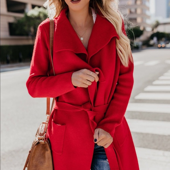 Vibrant Red Coatigan - Picture 6 of 7